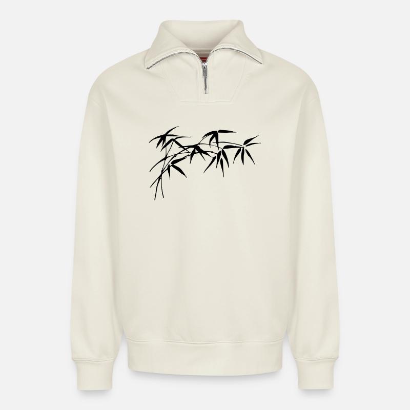 Bambus - Relaxed Unisex Organic Half Zip Sweatshirt – von SPREAD - Naturweiß