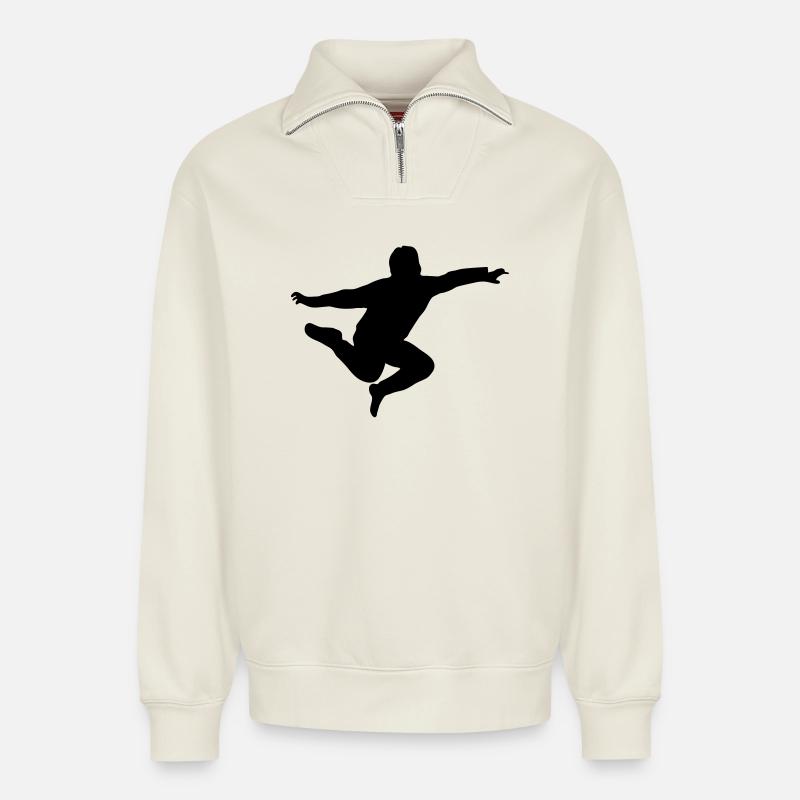 springender junge - Relaxed Unisex Organic Half Zip Sweatshirt – von SPREAD - Naturweiß