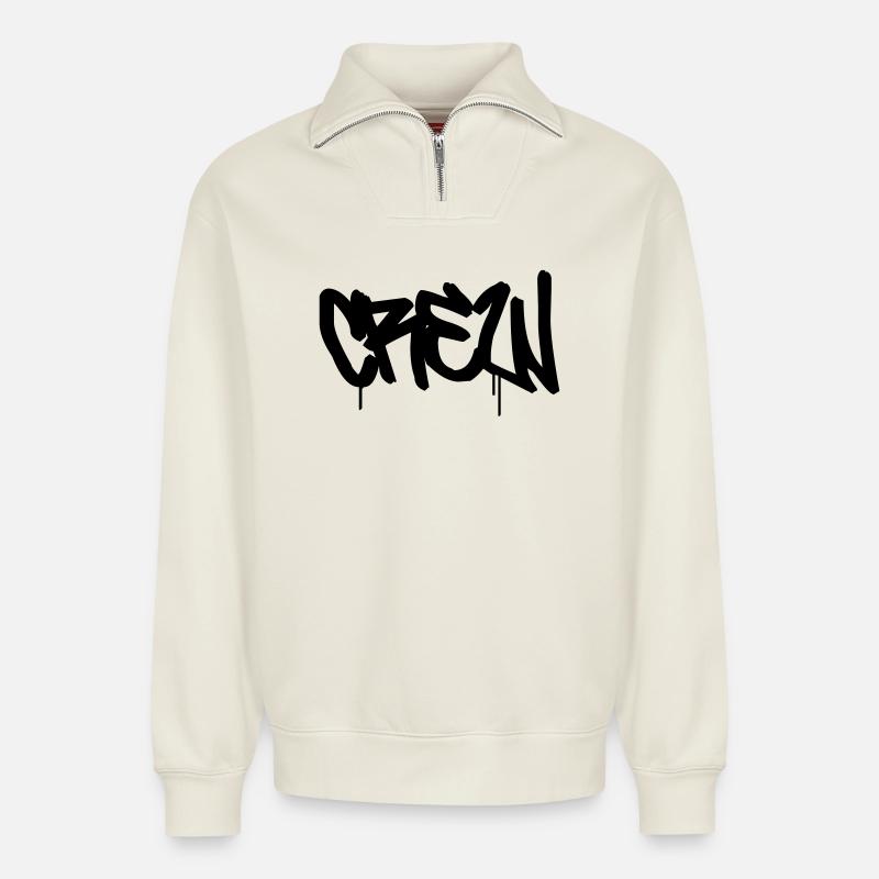 CREW - Relaxed Unisex Organic Half Zip Sweatshirt – von SPREAD - Naturweiß