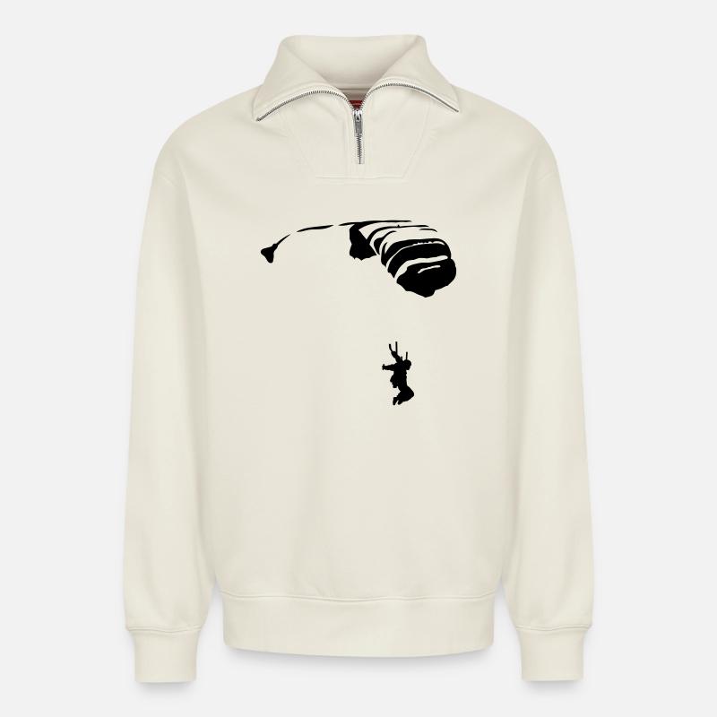 Fallschirm  - Relaxed Unisex Organic Half Zip Sweatshirt – von SPREAD - Naturweiß