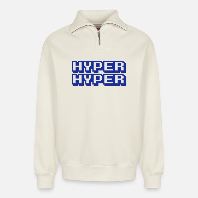 HYPER HYPER - Relaxed Unisex Organic Half Zip Sweatshirt – by SPREAD - off white