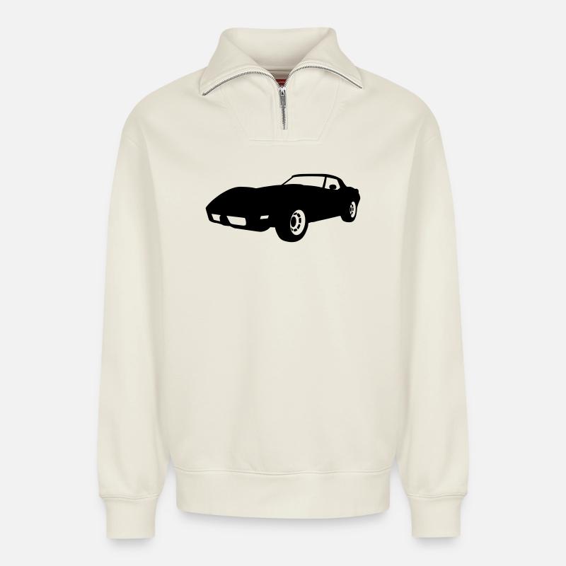 US Classic Car - Relaxed Unisex Organic Half Zip Sweatshirt – von SPREAD - Naturweiß