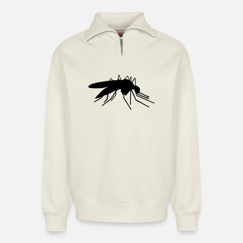 Moustique - Sweat unisexe décontracté en coton biologique à demi-zip – de SPREAD - blanc cassé