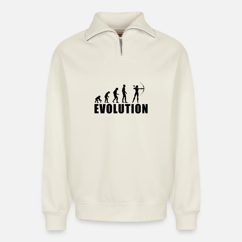 EVOLUTION ARCHERY Gift - Relaxed Unisex Organic Half Zip Sweatshirt – by SPREAD - off white