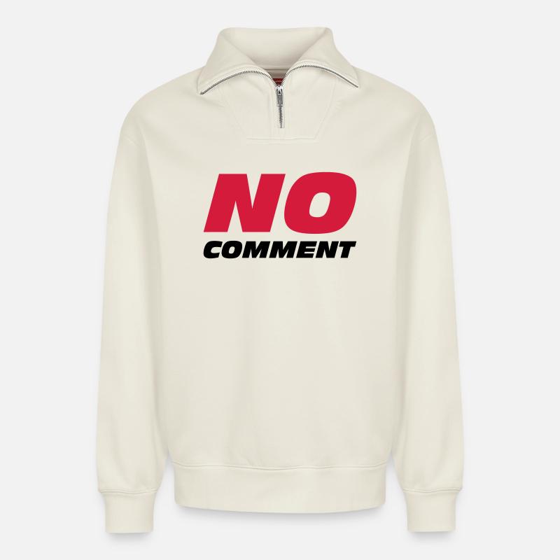 No Comment - Sweat unisexe décontracté en coton biologique à demi-zip – de SPREAD - blanc cassé