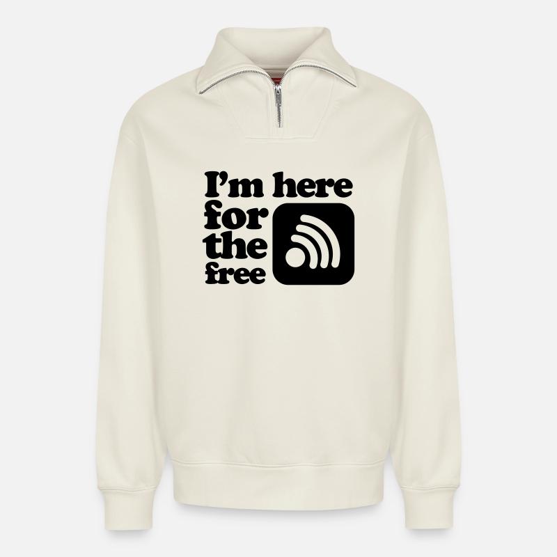 internet - Relaxed Unisex Organic Half Zip Sweatshirt – by SPREAD - off white