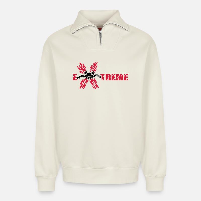 skydiver extreme - Sweat unisexe décontracté en coton biologique à demi-zip – de SPREAD - blanc cassé
