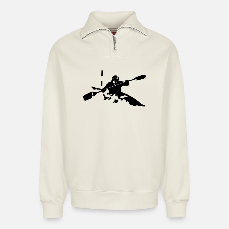 kayak - Relaxed Unisex Organic Half Zip Sweatshirt – by SPREAD - off white
