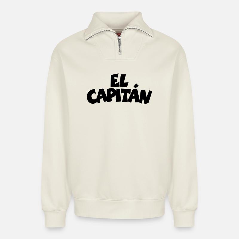 El Capitán - Relaxed Unisex Organic Half Zip Sweatshirt – by SPREAD - off white