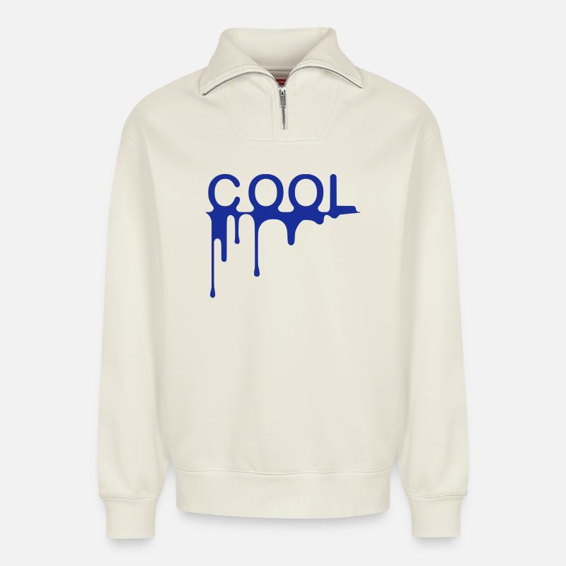Cool - Relaxed Unisex Organic Half Zip Sweatshirt – von SPREAD - Naturweiß