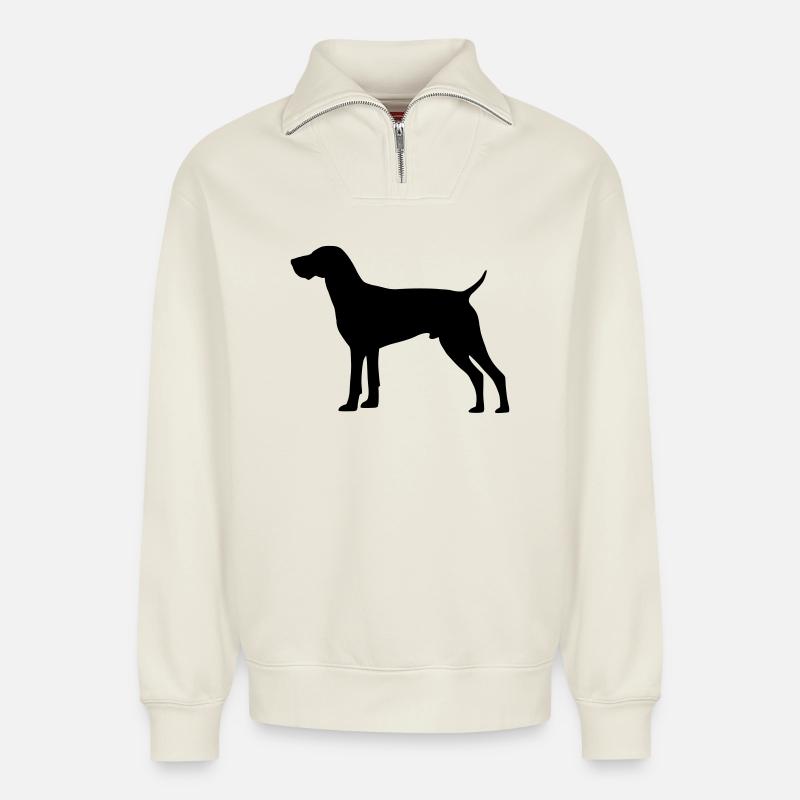 German Shorthaired Pointer - Relaxed Unisex Organic Half Zip Sweatshirt – by SPREAD - off white