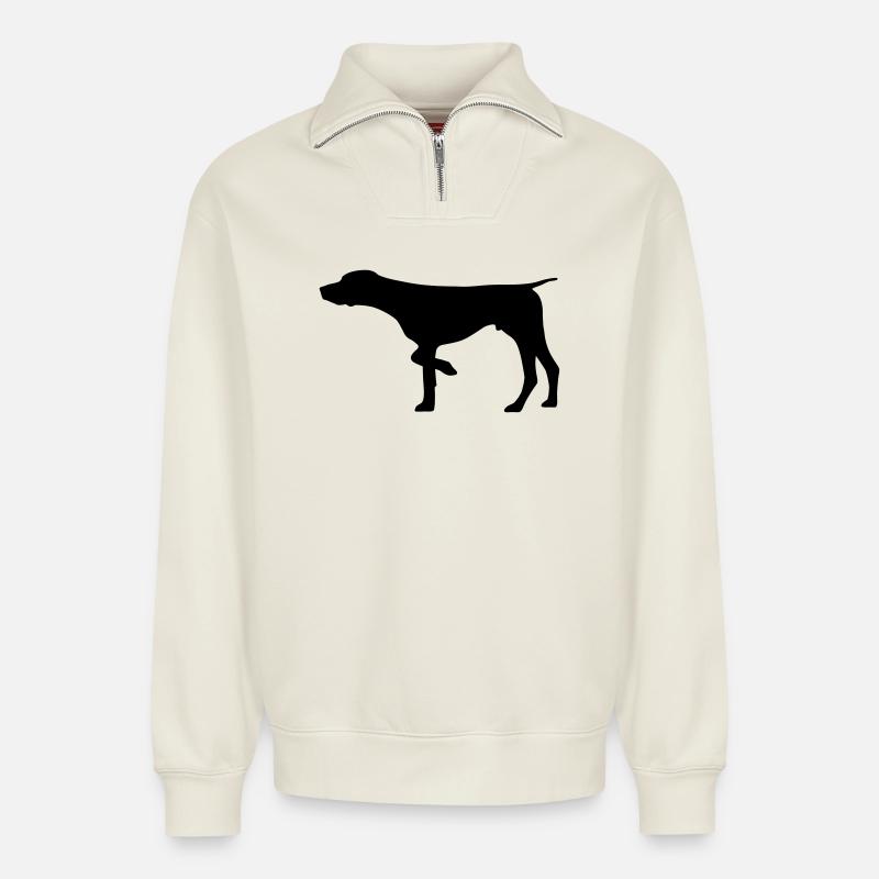 German Shorthaired Pointer - Relaxed Unisex Organic Half Zip Sweatshirt – by SPREAD - off white