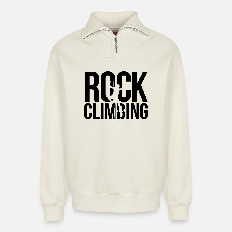 rock climbing Klettern - Relaxed Unisex Organic Half Zip Sweatshirt – von SPREAD - Naturweiß