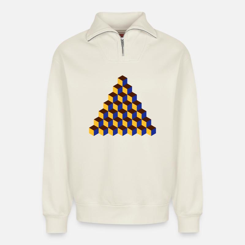 Pattern (7) - Relaxed Unisex Organic Half Zip Sweatshirt – by SPREAD - off white