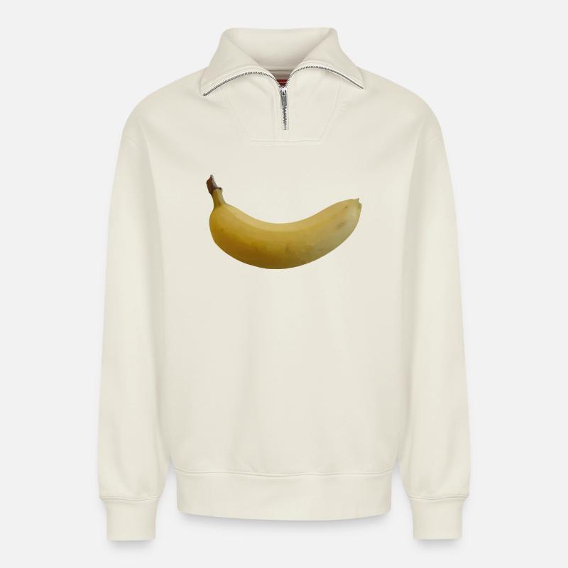 Banane - Relaxed Unisex Organic Half Zip Sweatshirt – von SPREAD - Naturweiß
