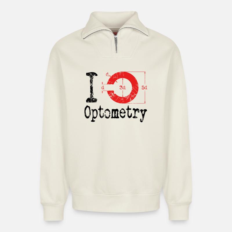 I love Optometry Optometrist - Relaxed Unisex Organic Half Zip Sweatshirt – von SPREAD - Naturweiß