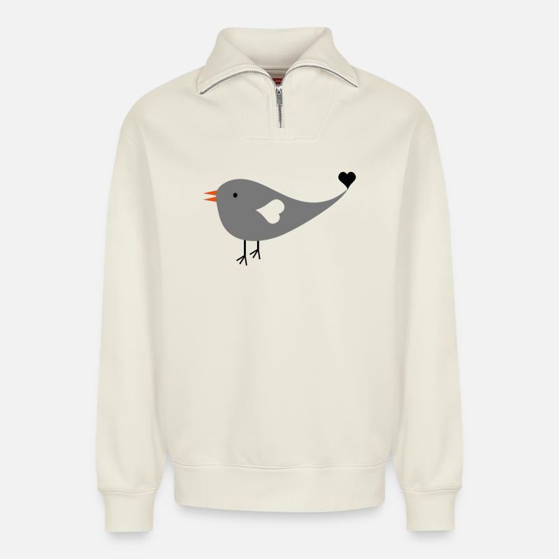 Sparrow - Relaxed Unisex Organic Half Zip Sweatshirt – by SPREAD - off white