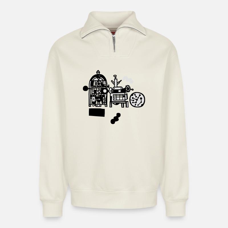 Techno - Relaxed Unisex Organic Half Zip Sweatshirt – by SPREAD - off white