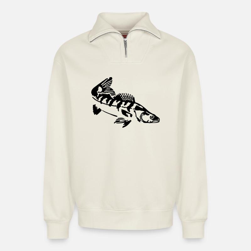 Zander - Relaxed Unisex Organic Half Zip Sweatshirt – von SPREAD - Naturweiß