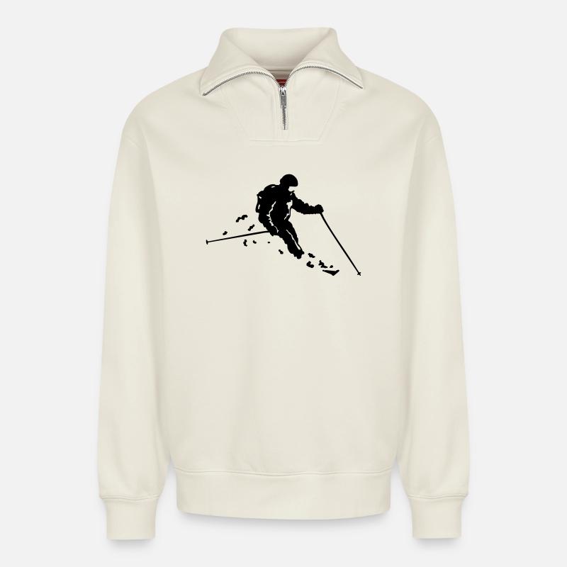 Ski freerider - Relaxed Unisex Organic Half Zip Sweatshirt – von SPREAD - Naturweiß