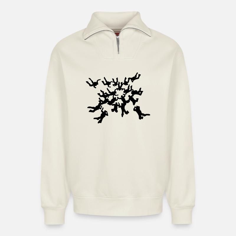 Skydiving - Relaxed Unisex Organic Half Zip Sweatshirt – von SPREAD - Naturweiß