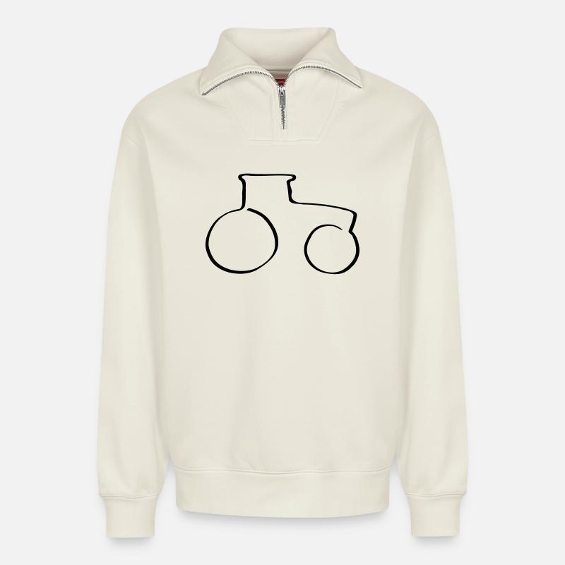 Line tractor - Relaxed Unisex Organic Half Zip Sweatshirt – by SPREAD - off white
