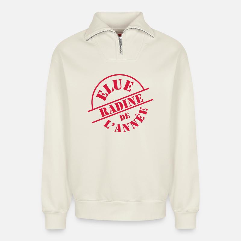 Geizhals - Relaxed Unisex Organic Half Zip Sweatshirt – von SPREAD - Naturweiß
