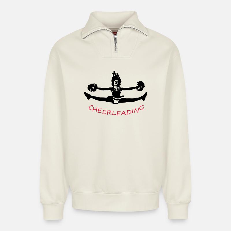 Cheerleading - Relaxed Unisex Organic Half Zip Sweatshirt – von SPREAD - Naturweiß