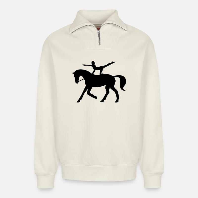 Horse Vaulting - Relaxed Unisex Organic Half Zip Sweatshirt – von SPREAD - Naturweiß