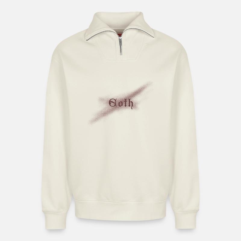 goth - Sweat unisexe décontracté en coton biologique à demi-zip – de SPREAD - blanc cassé