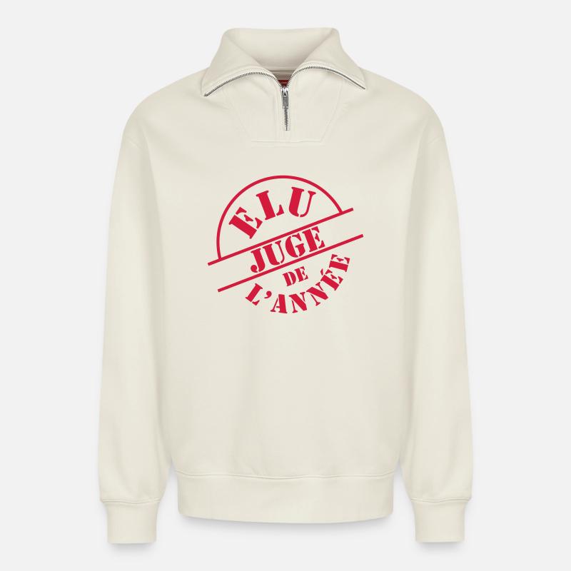 Judge - Relaxed Unisex Organic Half Zip Sweatshirt – von SPREAD - Naturweiß