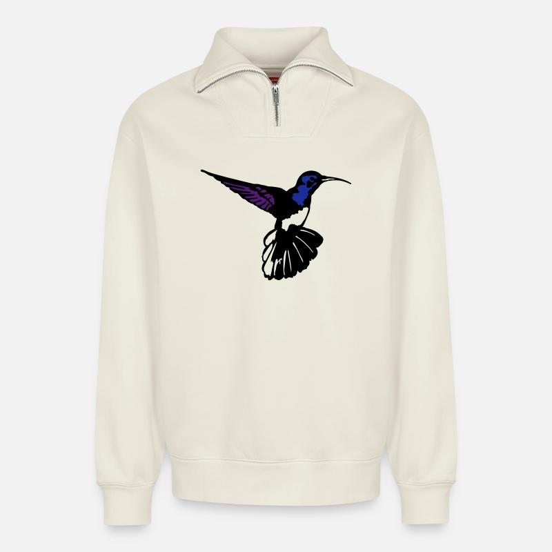 Colibri - Relaxed Unisex Organic Half Zip Sweatshirt – von SPREAD - Naturweiß