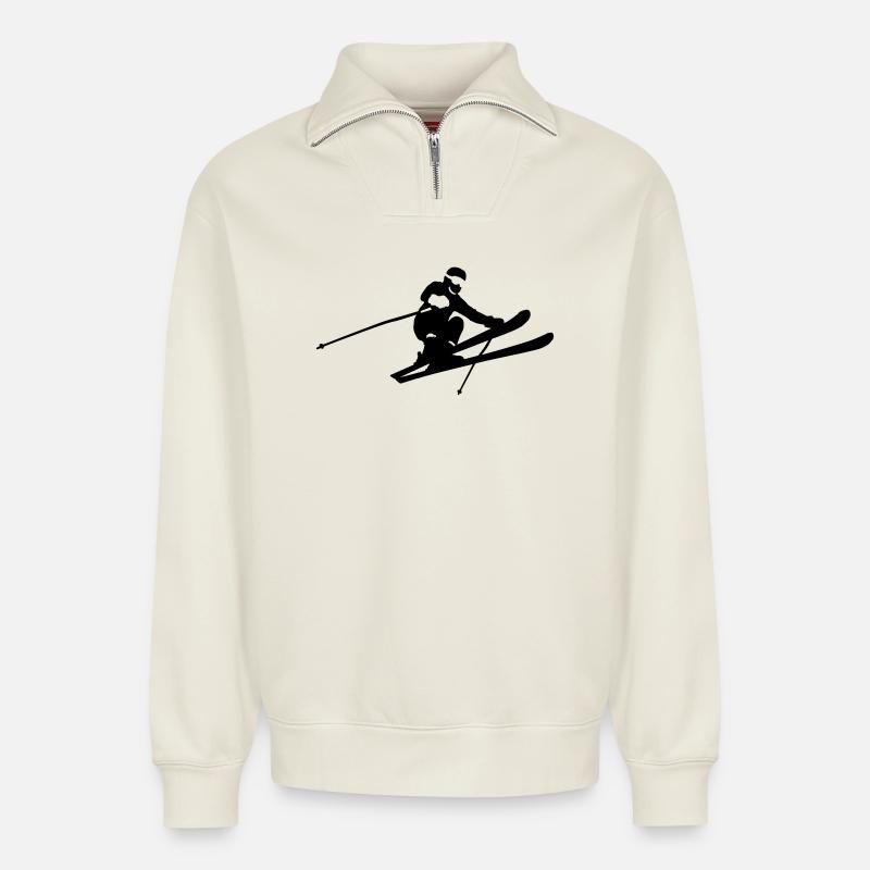 Alpin Ski - Relaxed Unisex Organic Half Zip Sweatshirt – von SPREAD - Naturweiß