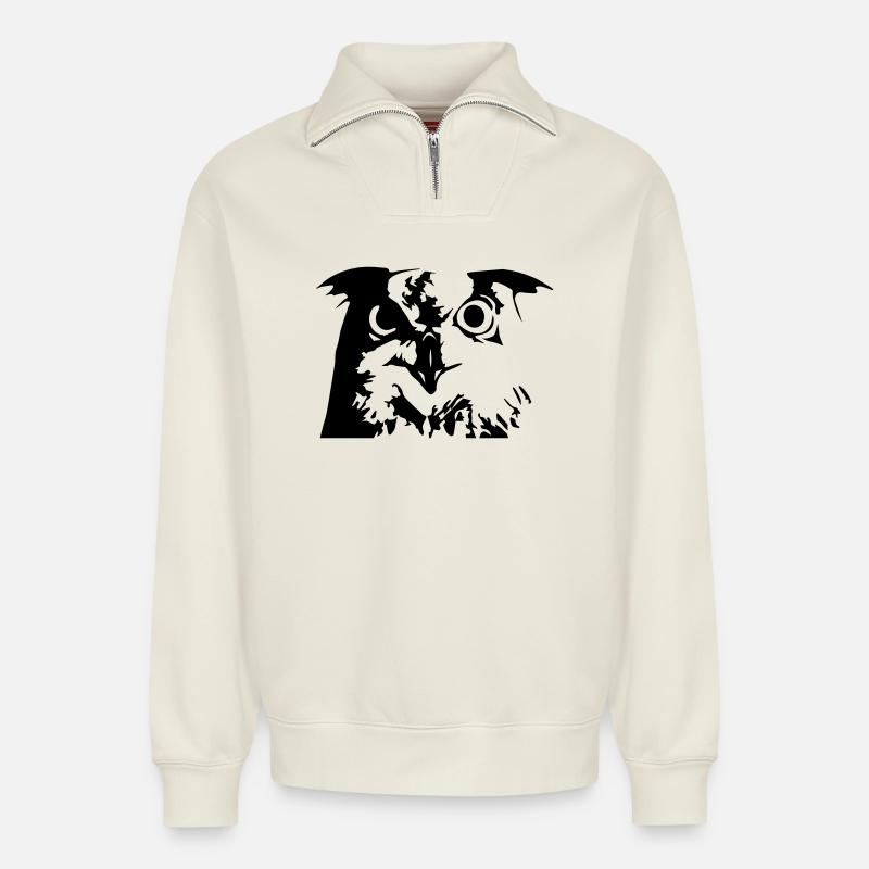 Eule, Owl - Grafik, Vogel, UHU - Relaxed Unisex Organic Half Zip Sweatshirt – von SPREAD - Naturweiß