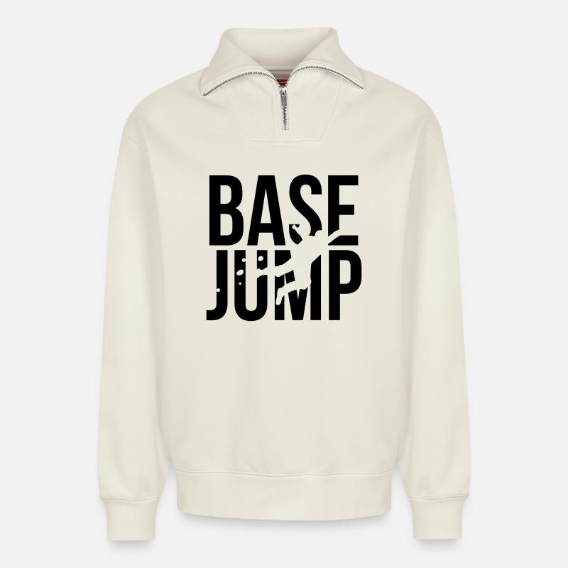 BASE jump - Relaxed Unisex Organic Half Zip Sweatshirt – von SPREAD - Naturweiß