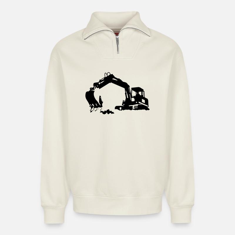 Bagger - Relaxed Unisex Organic Half Zip Sweatshirt – von SPREAD - Naturweiß