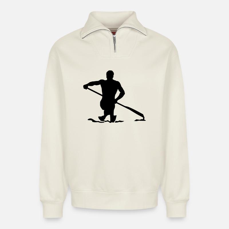 canoe - Relaxed Unisex Organic Half Zip Sweatshirt – by SPREAD - off white