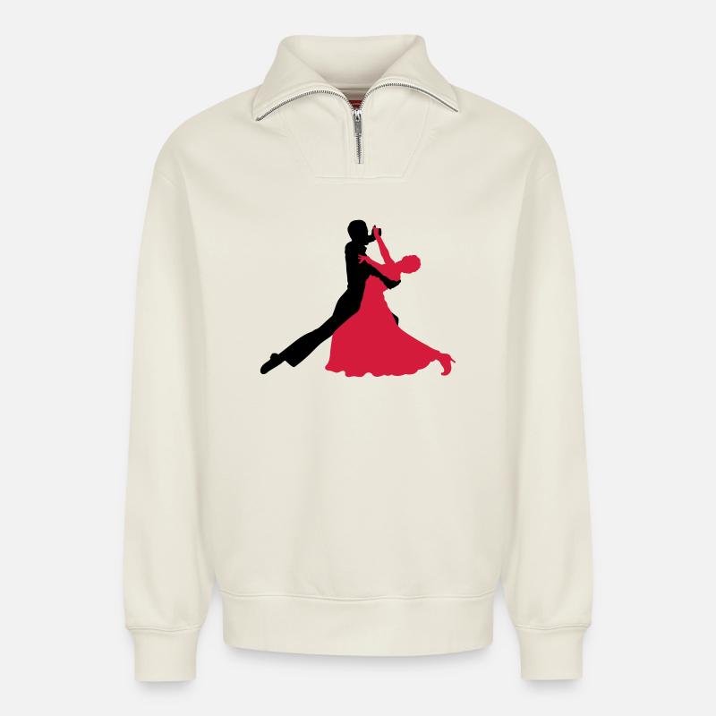Tanzpaar - Relaxed Unisex Organic Half Zip Sweatshirt – von SPREAD - Naturweiß