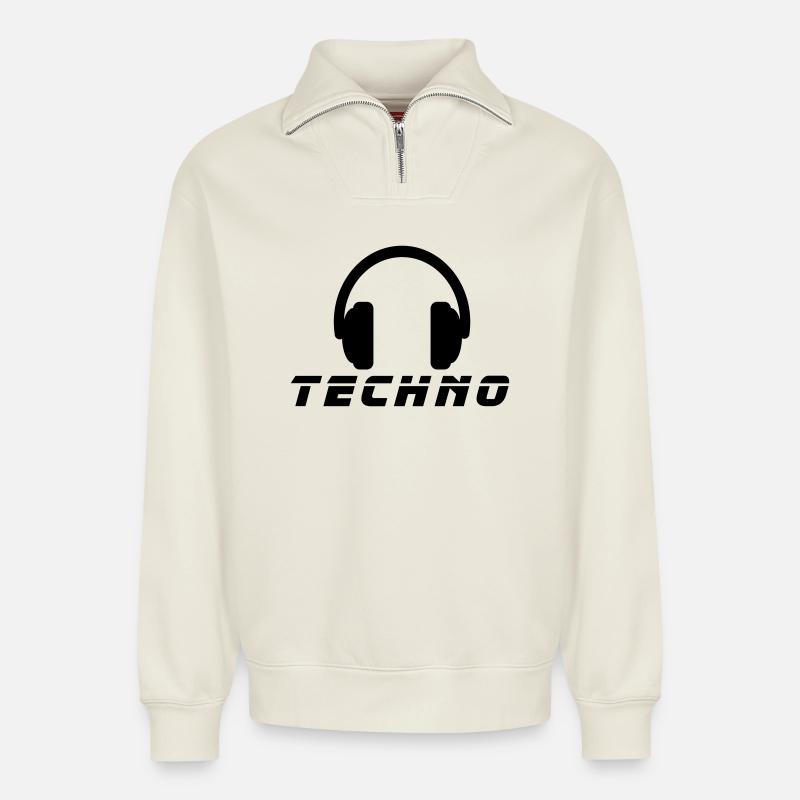 Techno - Relaxed Unisex Organic Half Zip Sweatshirt – by SPREAD - off white