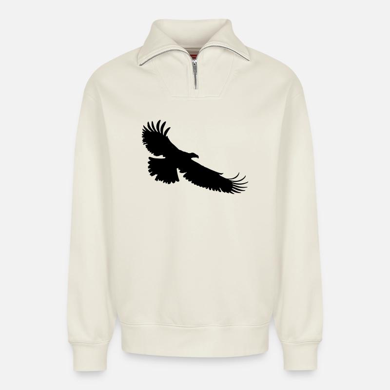aigle - Sweat unisexe décontracté en coton biologique à demi-zip – de SPREAD - blanc cassé