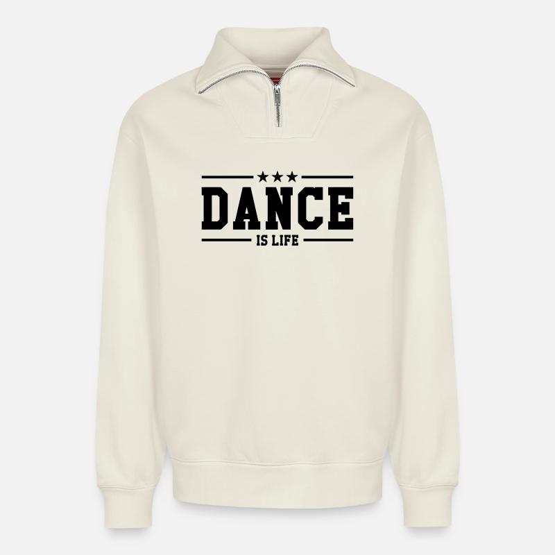 Dance is life - Relaxed Unisex Organic Half Zip Sweatshirt – von SPREAD - Naturweiß