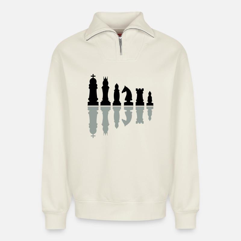 schach sport schachfiguren - Relaxed Unisex Organic Half Zip Sweatshirt – von SPREAD - Naturweiß