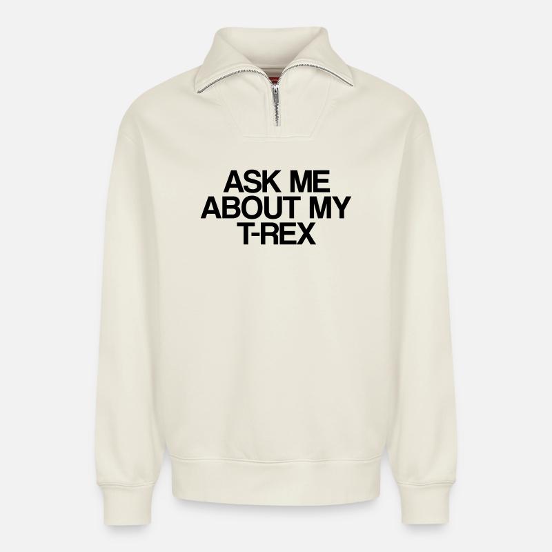trex - Relaxed Unisex Organic Half Zip Sweatshirt – by SPREAD - off white