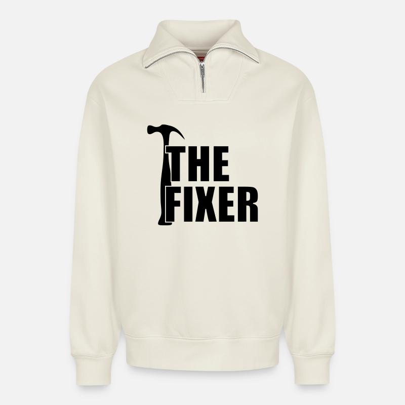 The Fixer ! - Relaxed Unisex Organic Half Zip Sweatshirt – von SPREAD - Naturweiß