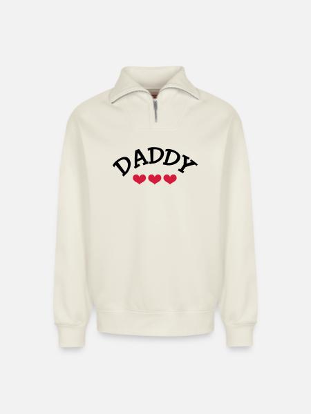 Daddy - Relaxed Unisex Organic Half Zip Sweatshirt – by SPREAD - off white