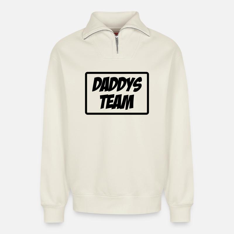 Daddy's Team - Sweat unisexe décontracté en coton biologique à demi-zip – de SPREAD - blanc cassé