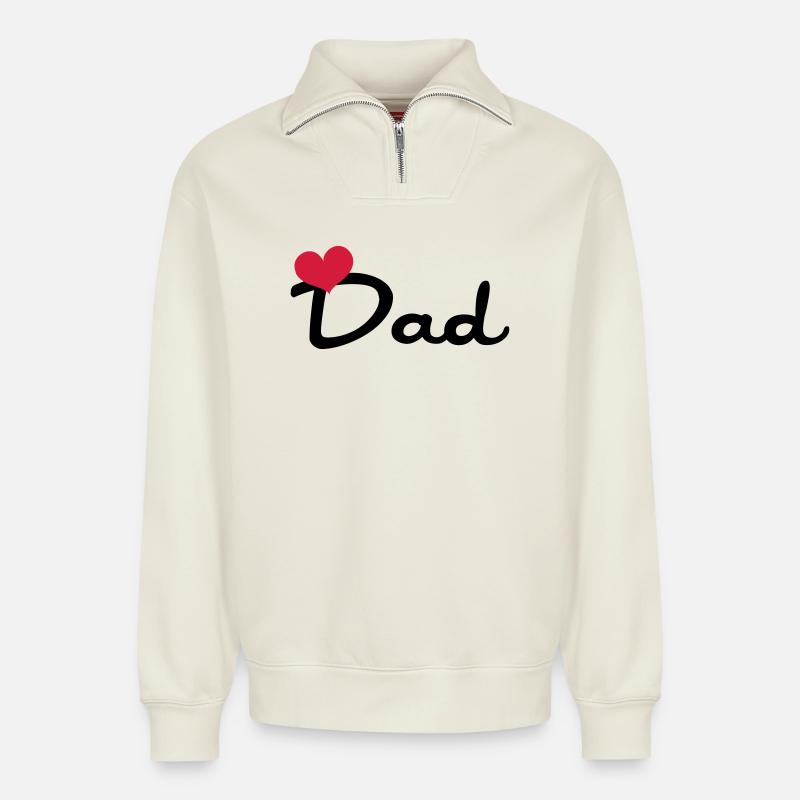 Dad - Sweat unisexe décontracté en coton biologique à demi-zip – de SPREAD - blanc cassé