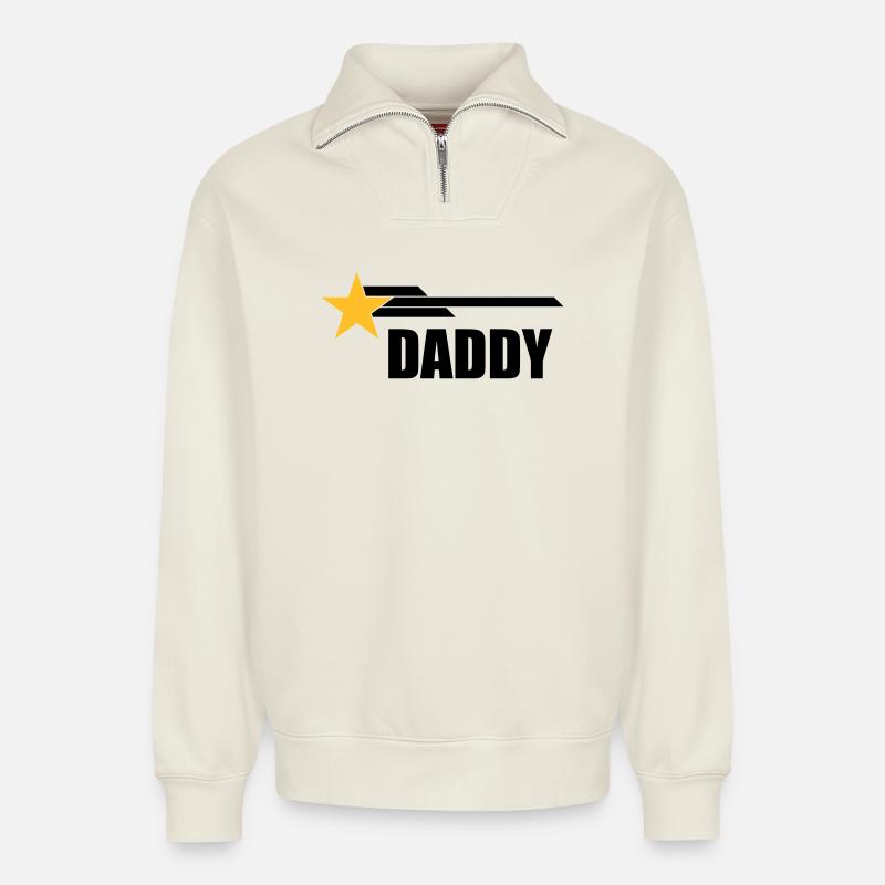 Daddy - Sweat unisexe décontracté en coton biologique à demi-zip – de SPREAD - blanc cassé