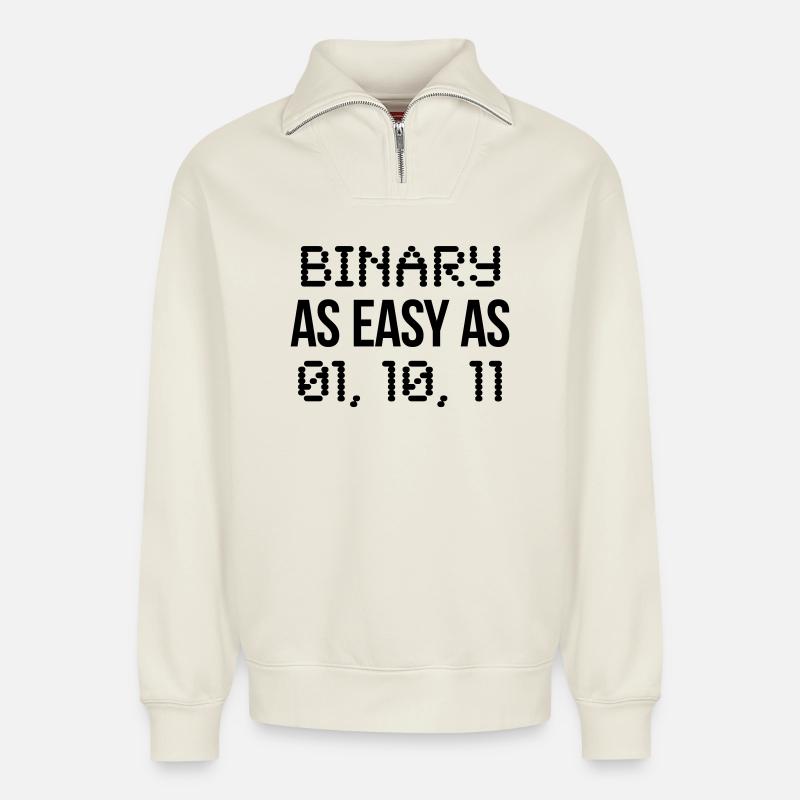 binary - Relaxed Unisex Organic Half Zip Sweatshirt – von SPREAD - Naturweiß