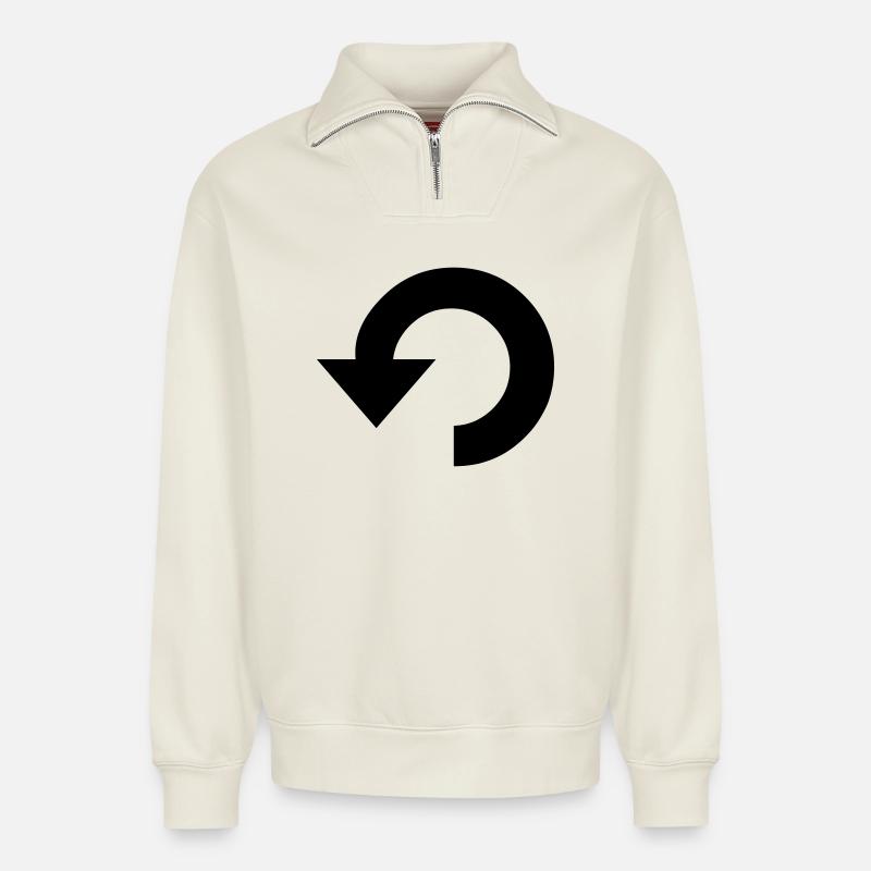 Repeat Symbol - Relaxed Unisex Organic Half Zip Sweatshirt – by SPREAD - off white
